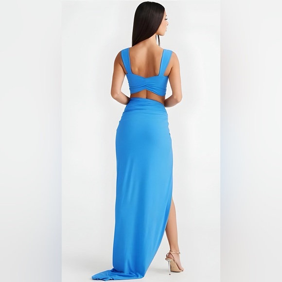 Two Piece,Metallic Bandeau,High Slit,Polished Metal Ring 95%Polyester 5%Elastane - Picture 2 of 5